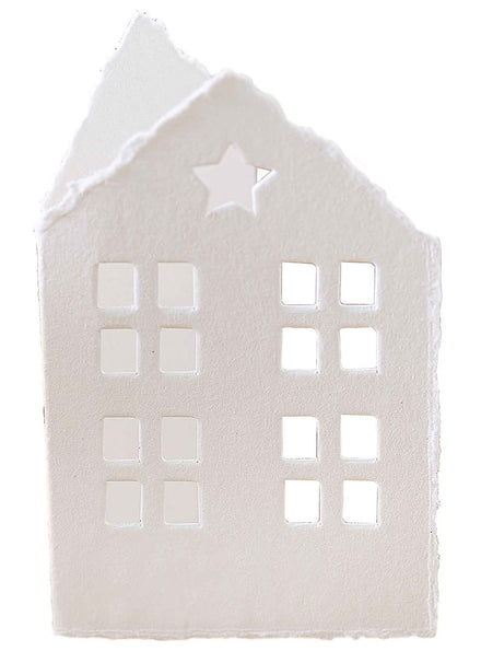 White Christmas Cotton Paper House Place Cards 10 Pack – Main Image