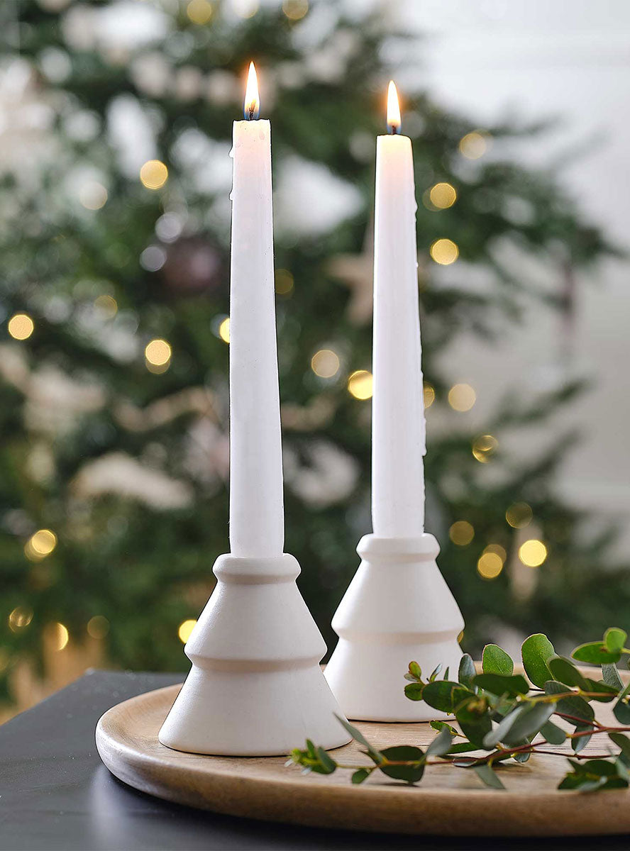 White Christmas Candle Holder 2 Pack 8cm – Lifestyle Image