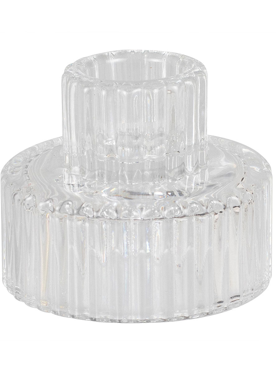 White Christmas Clear Glass Candle Holders 2 Pack – Main Image