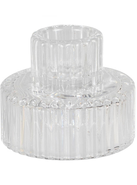 White Christmas Clear Glass Candle Holders 2 Pack – Main Image