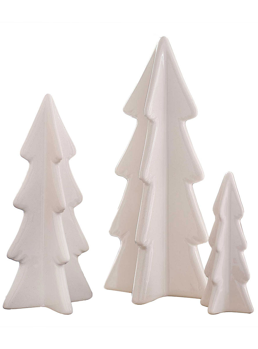 White Christmas Ceramic Christmas Tree Decorations 3 Pack – Main Image