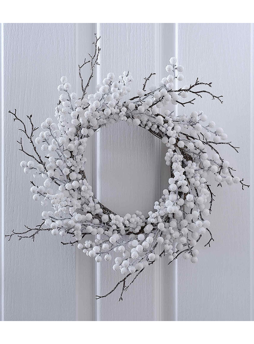 White Christmas Berry Door Wreath 45cm – Lifestyle Image