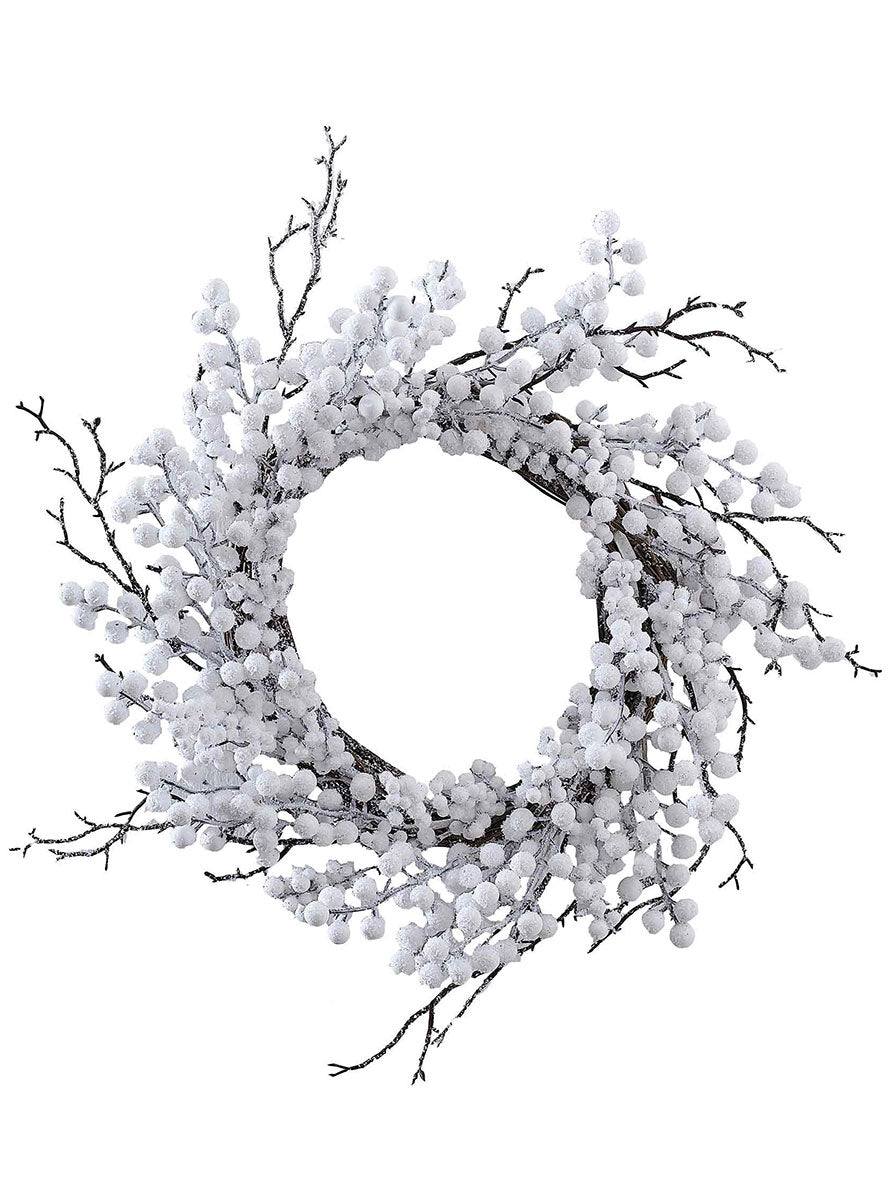 White Christmas Berry Door Wreath 45cm – Main Image
