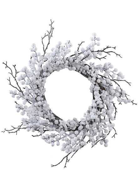 White Christmas Berry Door Wreath 45cm – Main Image