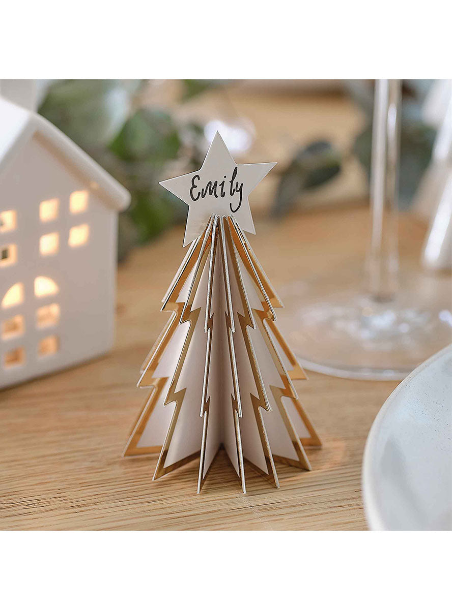 White Christmas Christmas Tree Place Cards 6 Pack – Lifestyle Image