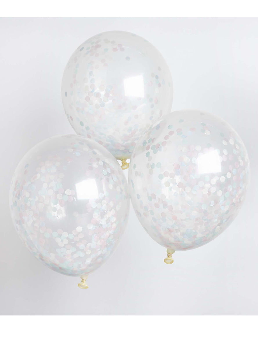 White Confetti Filled 5 Pack 30cm Latex Balloons - Lifestyle Image