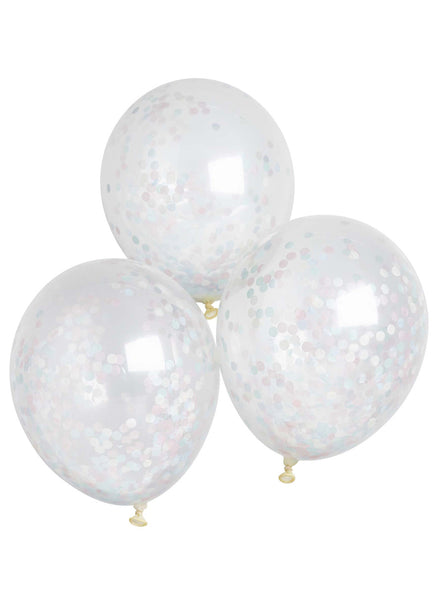 White Confetti Filled 5 Pack 30cm Latex Balloons - Main Image