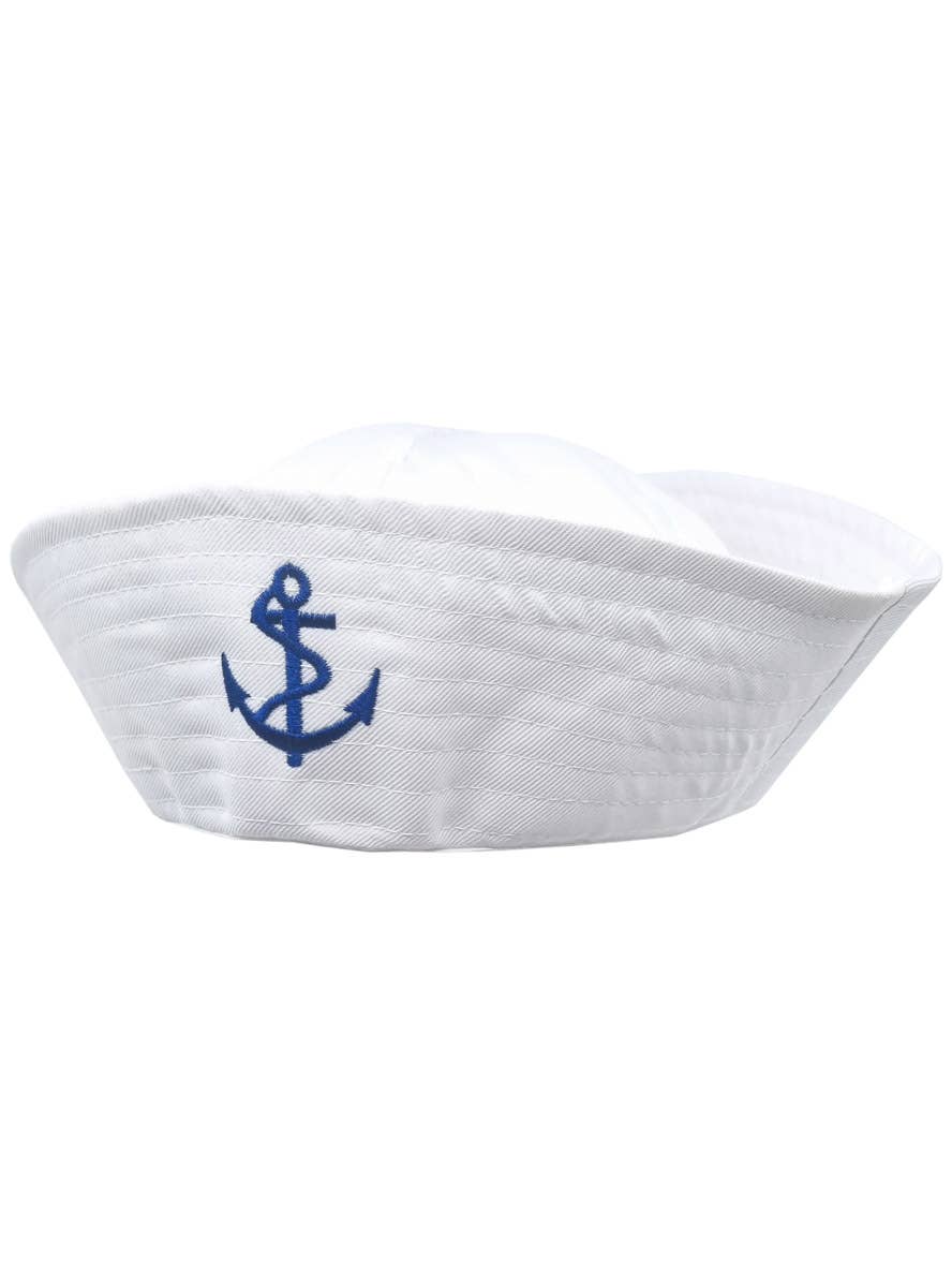 Image of Classic White Sailor Gob Costume Hat with Anchor