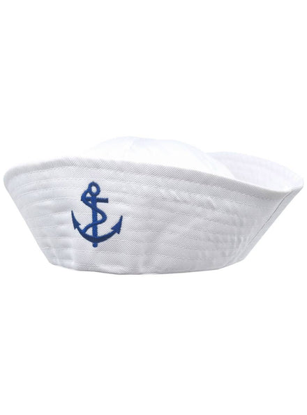 Image of Classic White Sailor Gob Costume Hat with Anchor