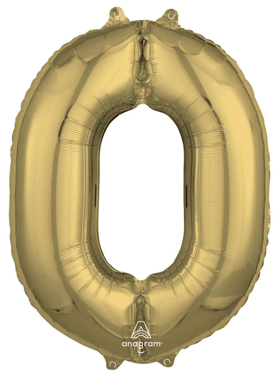 White Gold Supershape Number 0 Foil Balloon - Main Image