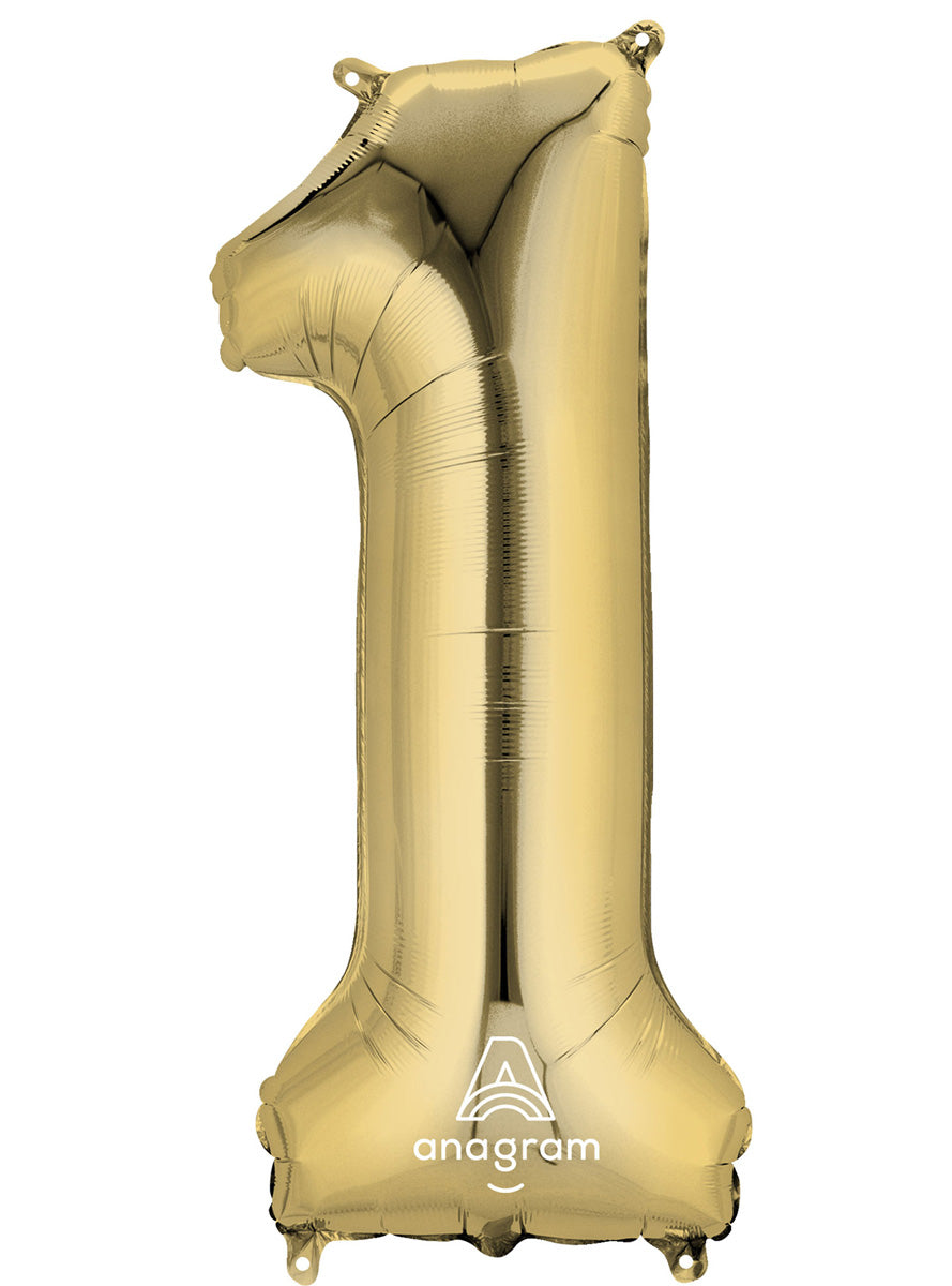 White Gold Supershape Number 1 Foil Balloon - Main Image