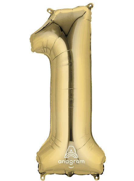 White Gold Supershape Number 1 Foil Balloon - Main Image