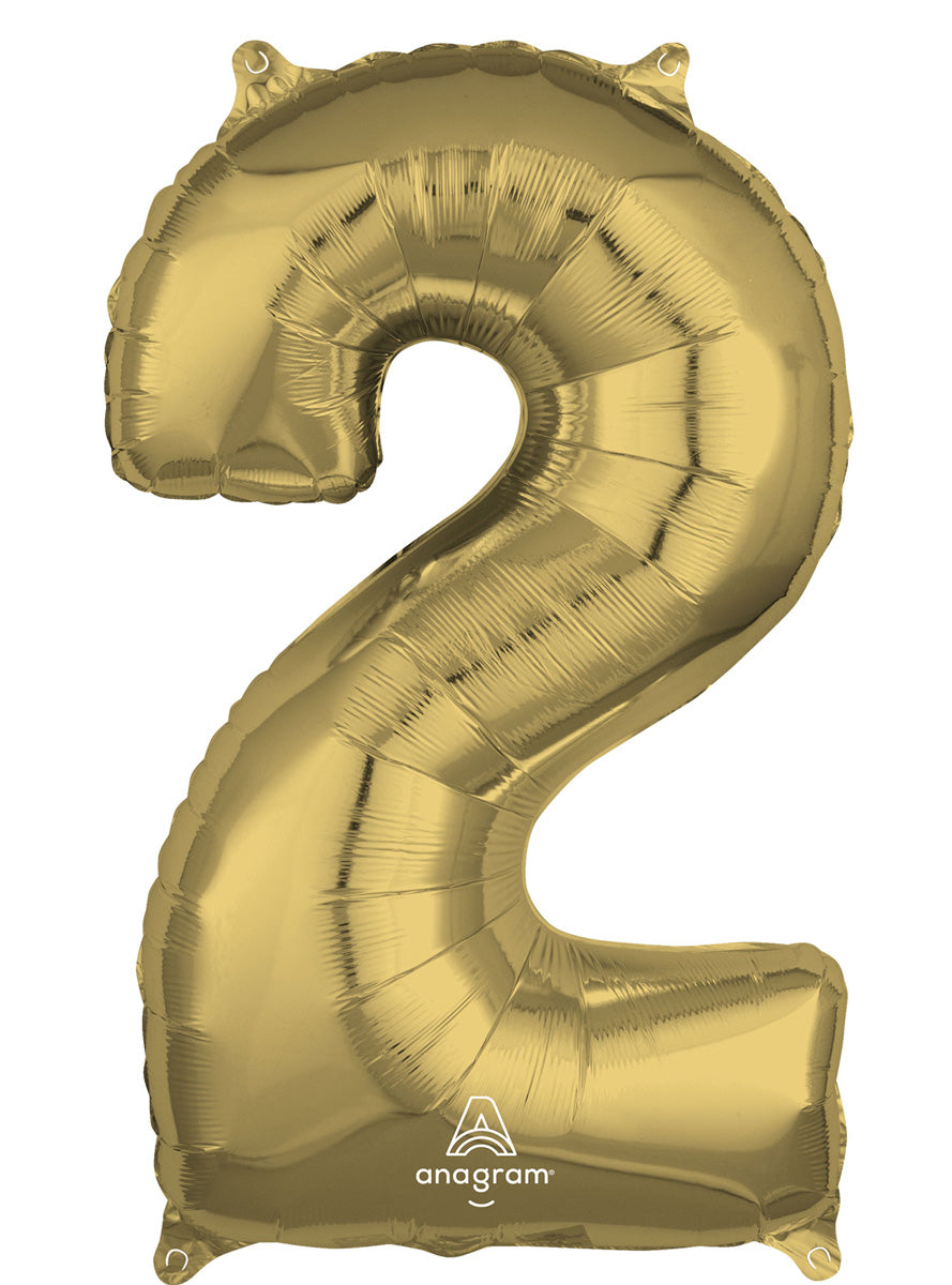White Gold Supershape Number 2 Foil Balloon - Main Image