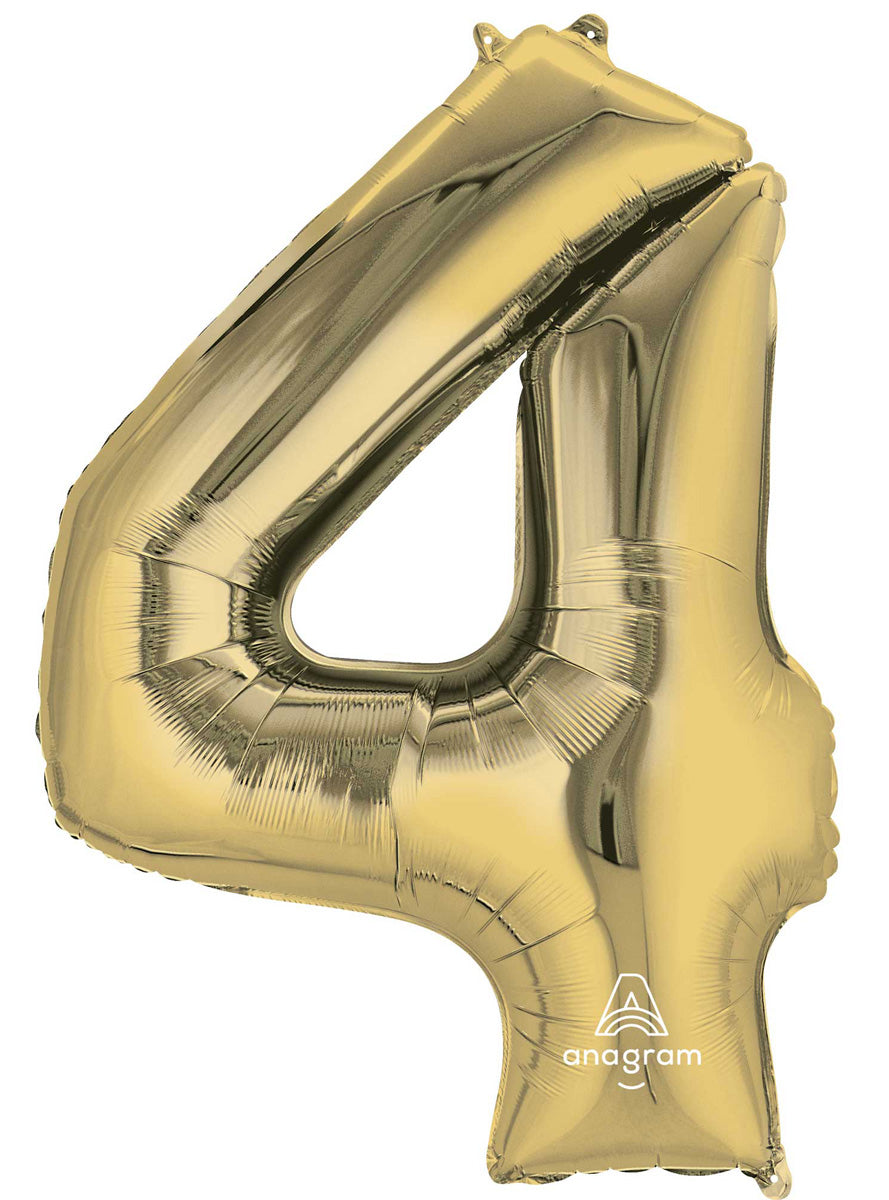 White Gold Supershape Number 4 Foil Balloon - Main Image