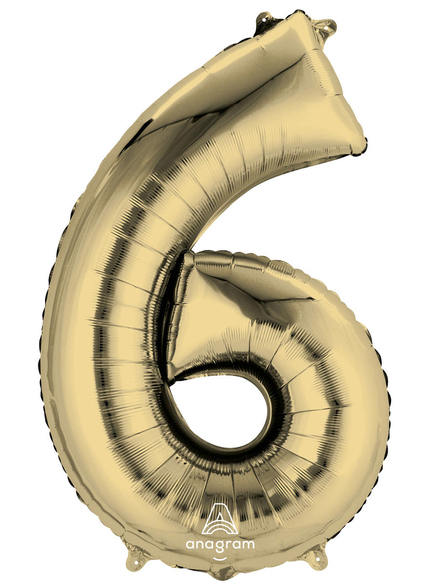 White Gold Supershape Number 6 Foil Balloon - Main Image
