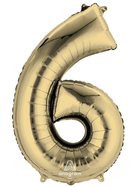 White Gold Supershape Number 6 Foil Balloon - Main Image