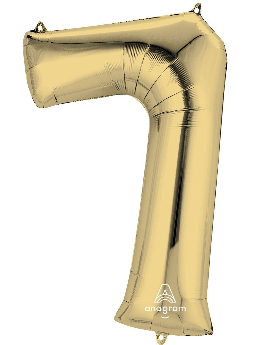 White Gold Supershape Number 7 Foil Balloon - Main Image
