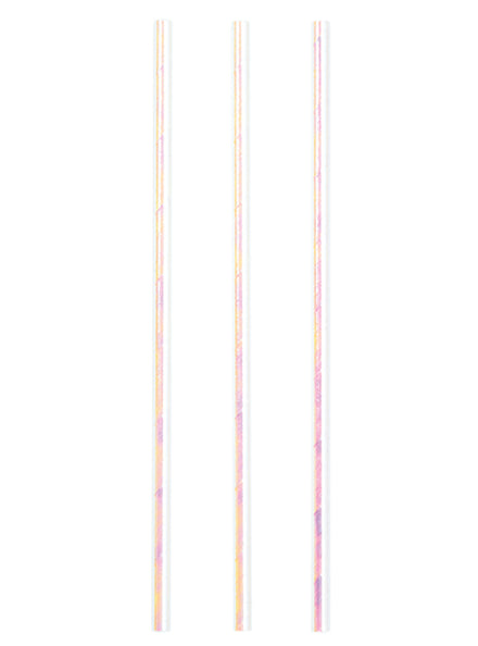 White Iridescent Foil 24 Pack 19cm Paper Straws – Main Image