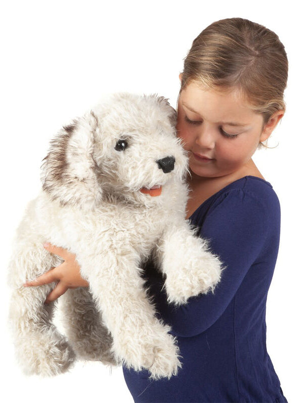 White Labradoodle Dog Large Plush Puppet