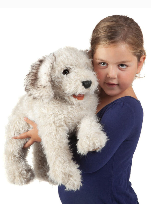 White Labradoodle Dog Large Plush Puppet