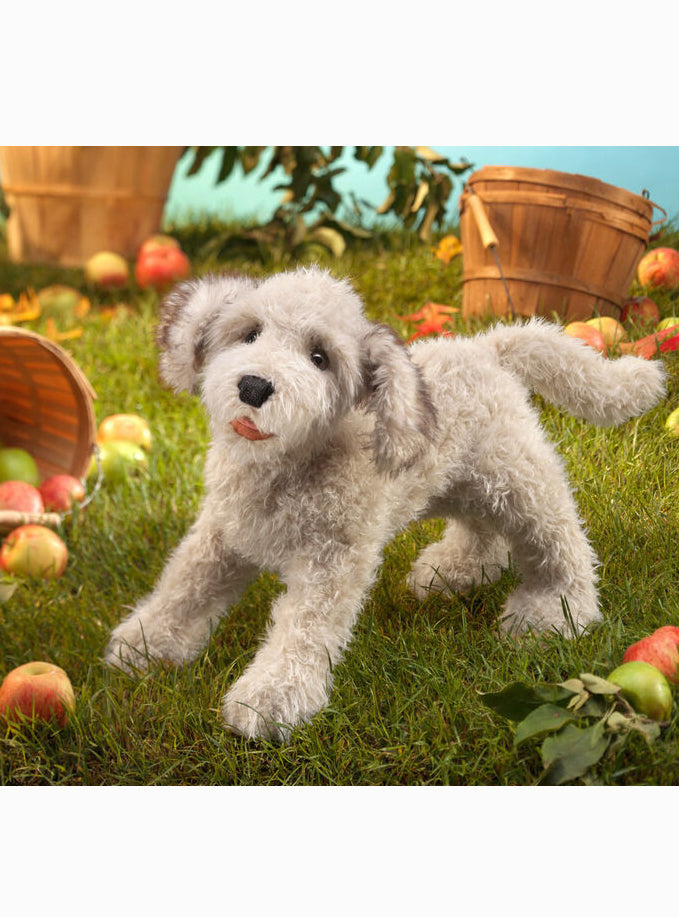 White Labradoodle Dog Large Plush Puppet
