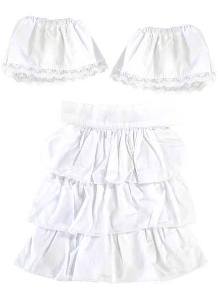 Image of Ruffled White Lace Jabot and Wrist Cuffs Accessory Set - Main Image