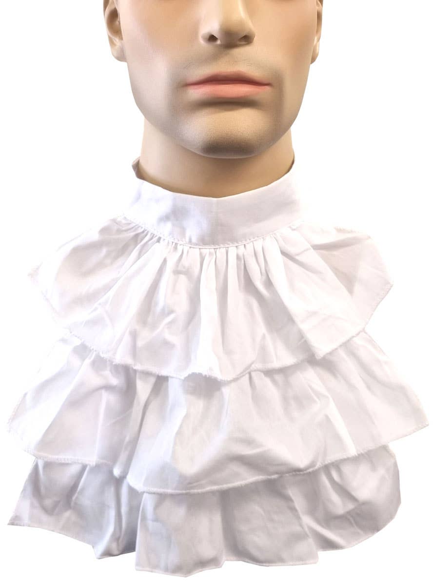 Image of Ruffled White Lace Jabot and Wrist Cuffs Accessory Set - Alternate Image 1