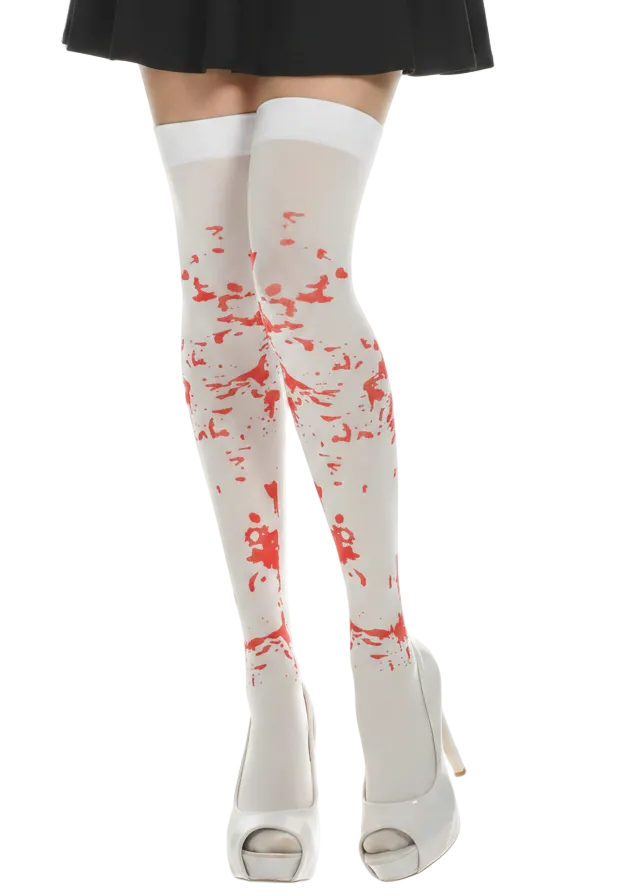 Thigh High Blood Splattered Halloween Womens Stockings - Main Image