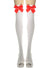 Image of Thigh High White Opaque Stockings with Red Bows