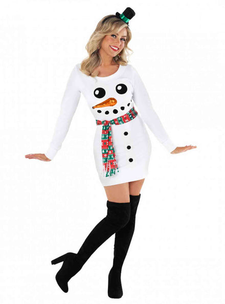 Womens White Snowman Sexy Christmas Costume