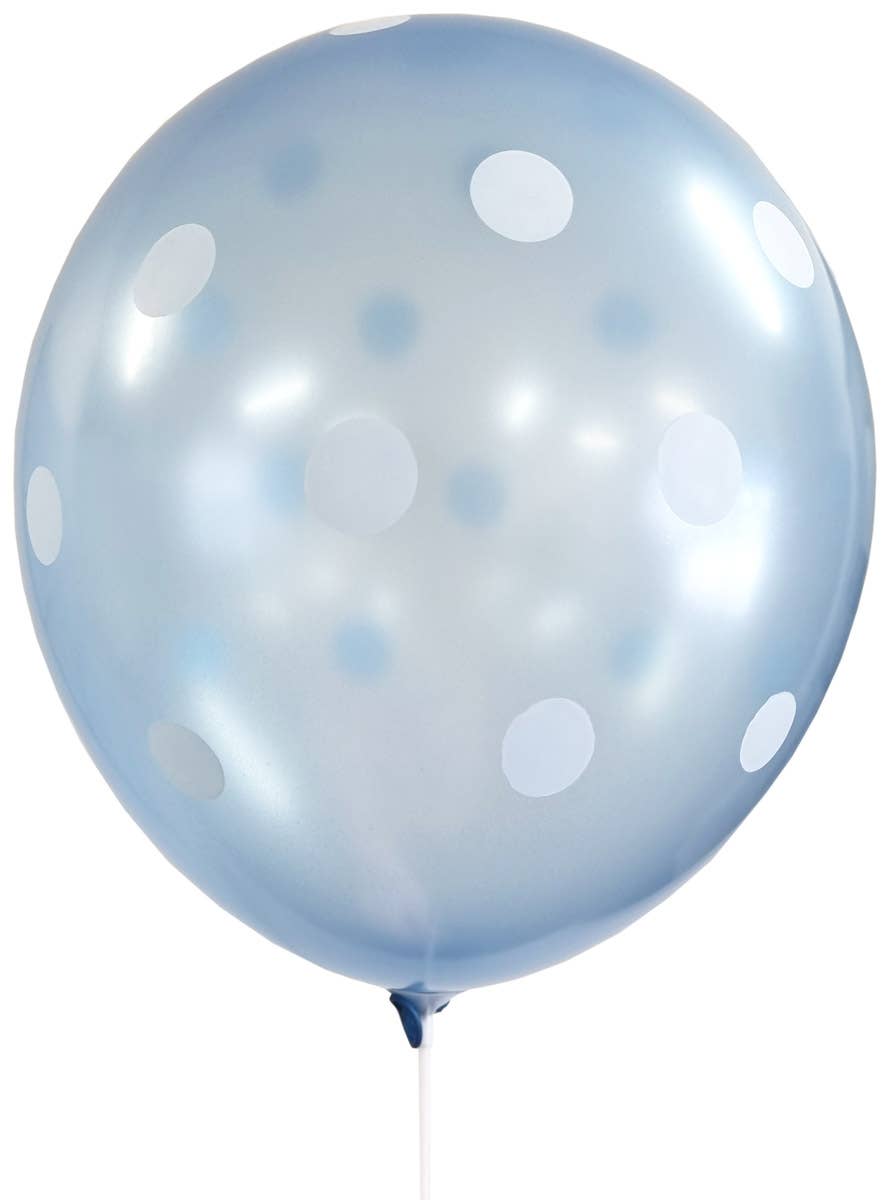 Image of Sky Blue and White Polka Dot Party Balloons 10 Pack