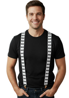 Black and White Boo Print Suspenders Halloween Costume Accessory - Main Image