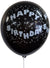 Image of Black and White Happy Birthday Balloons 10 Pack