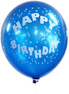 Image of Blue and White Happy Birthday Balloons 10 Pack
