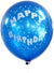 Image of Blue and White Happy Birthday Balloons 10 Pack