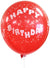 Image of Red and White Happy Birthday Balloons 10 Pack
