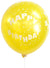Image of Yellow and White Happy Birthday Balloons 10 Pack