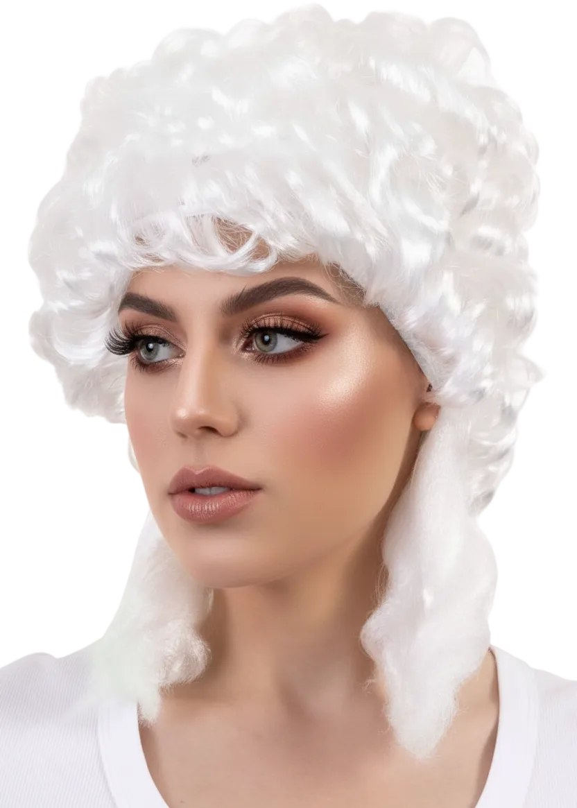 Womens Curly White Victorian Updo Costume Wig - Main Image