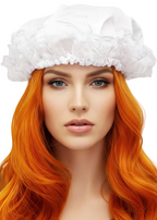 Adults White Lace Trimmed Bonnet Costume Hat - Main Image