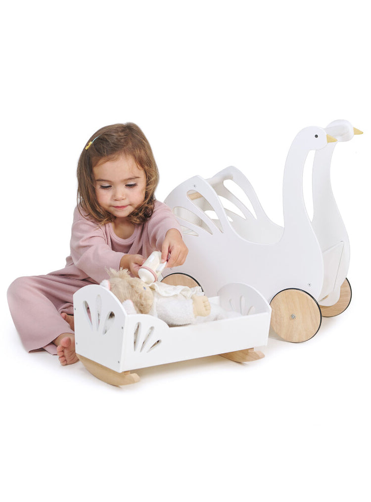 White Wooden Baby Doll Swan Bed - Alternate Image 2