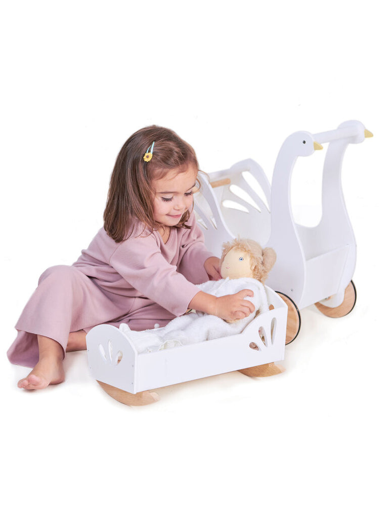 White Wooden Baby Doll Swan Bed - Alternate Image 4
