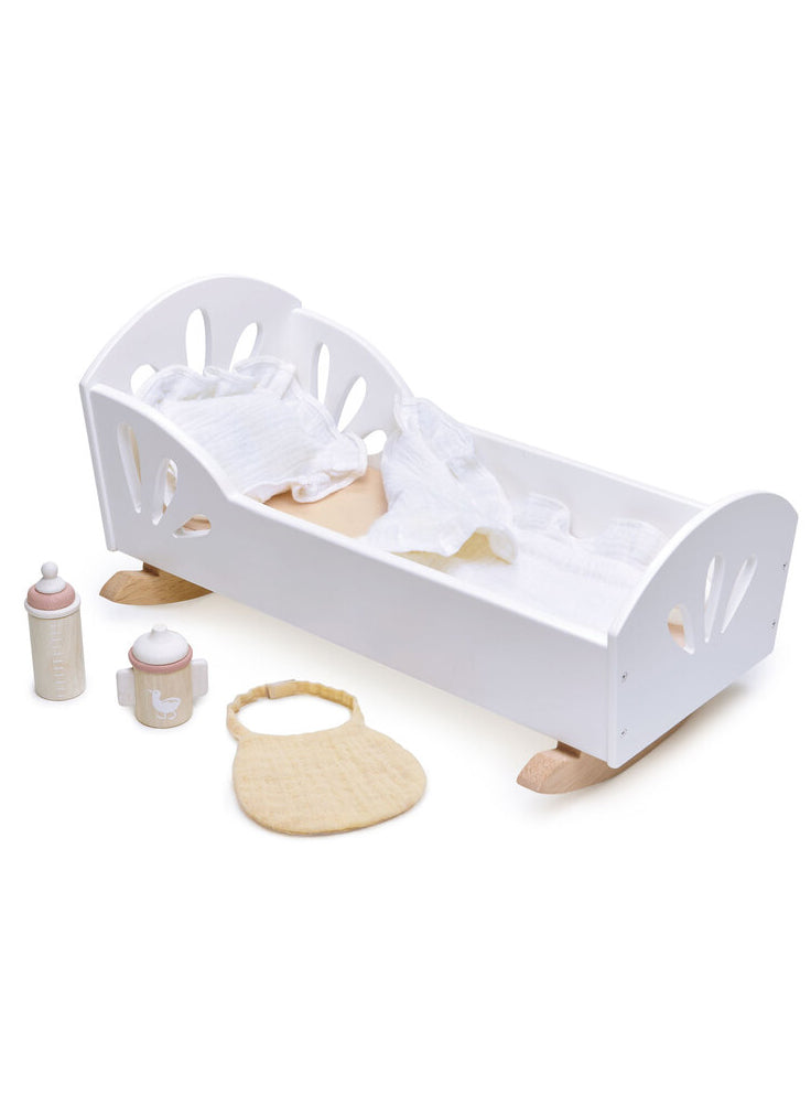 White Wooden Baby Doll Swan Bed - Main Image
