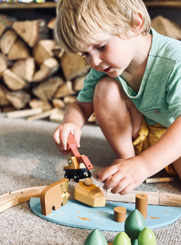Wild Pines Wooden Train Toy Set - Lifestyle Image 2
