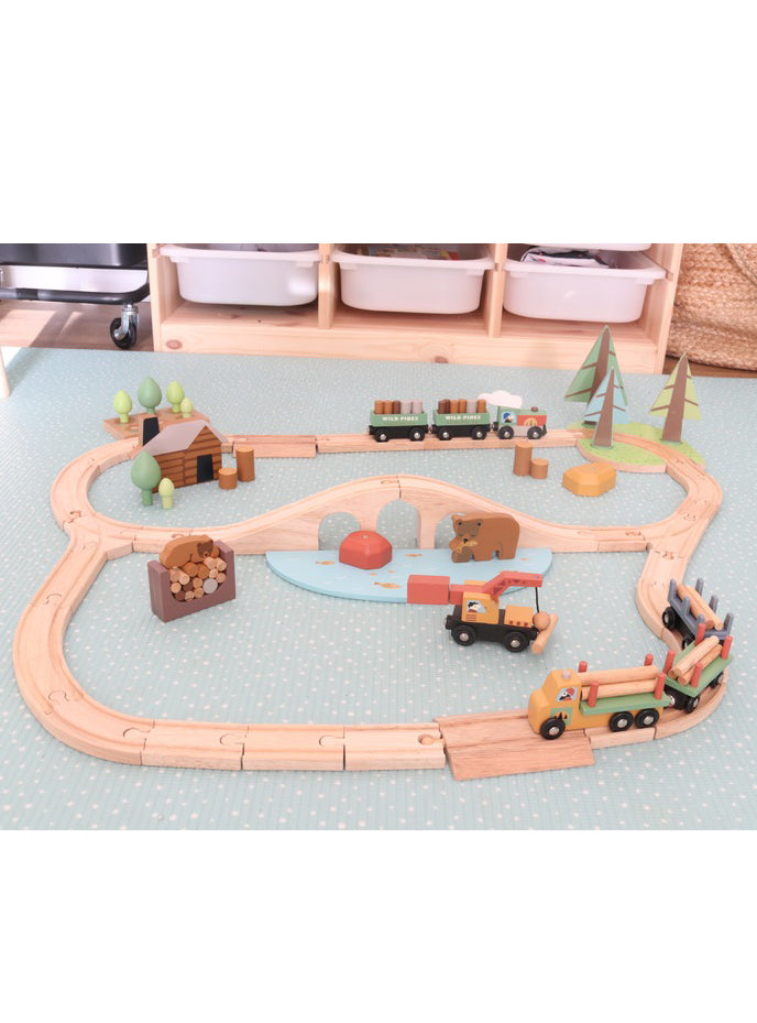 Wild Pines Wooden Train Toy Set - Lifestyle Image 7