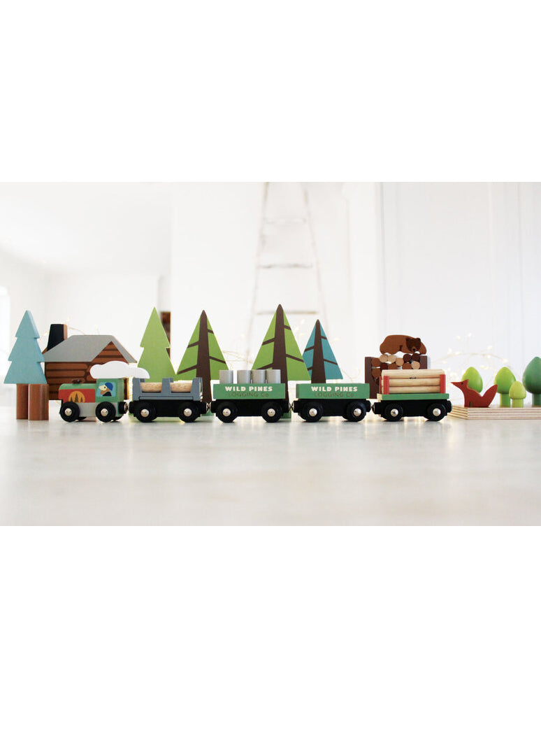 Wild Pines Wooden Train Toy Set - Lifestyle Image 8