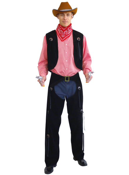 Wild West Cowboy Men's Vest and Chaps Plus Size Costume - Main Image
