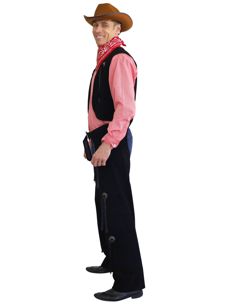 Wild West Cowboy Men's Vest and Chaps Plus Size Costume - Side Image