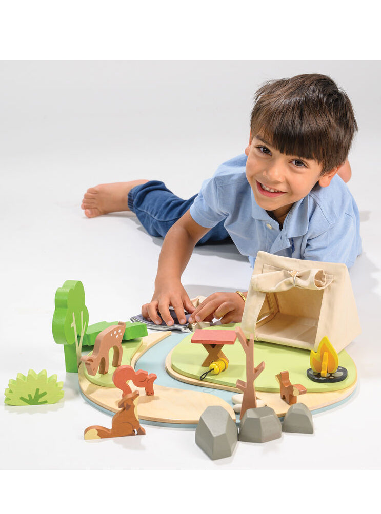 Wildlife Camping Set Childrens Wooden Toy Set - Lifestyle Image 2