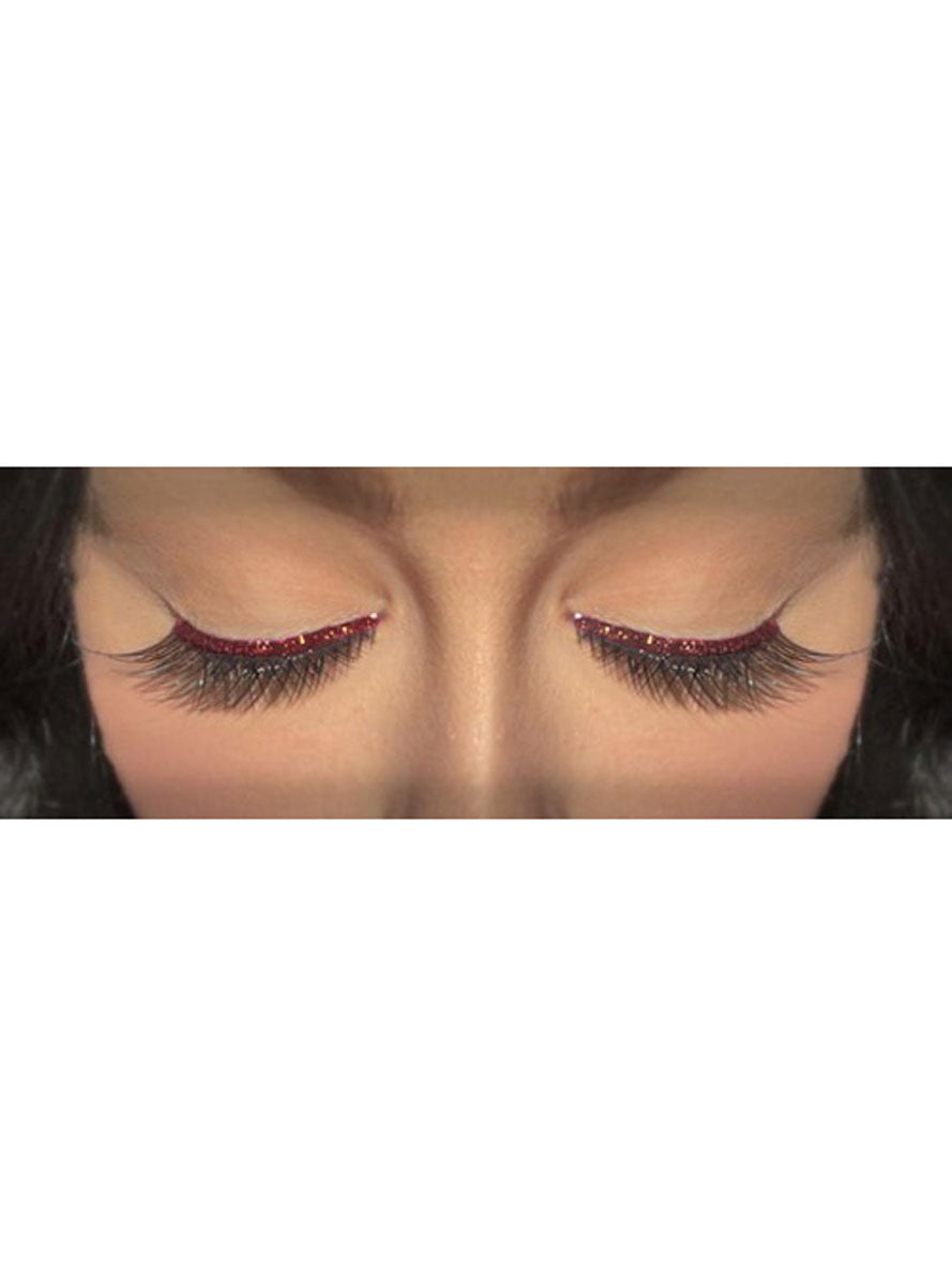 Winged Black Stick On Eyelashes With Brown Glitter Strip