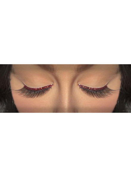 Winged Black Stick On Eyelashes With Brown Glitter Strip